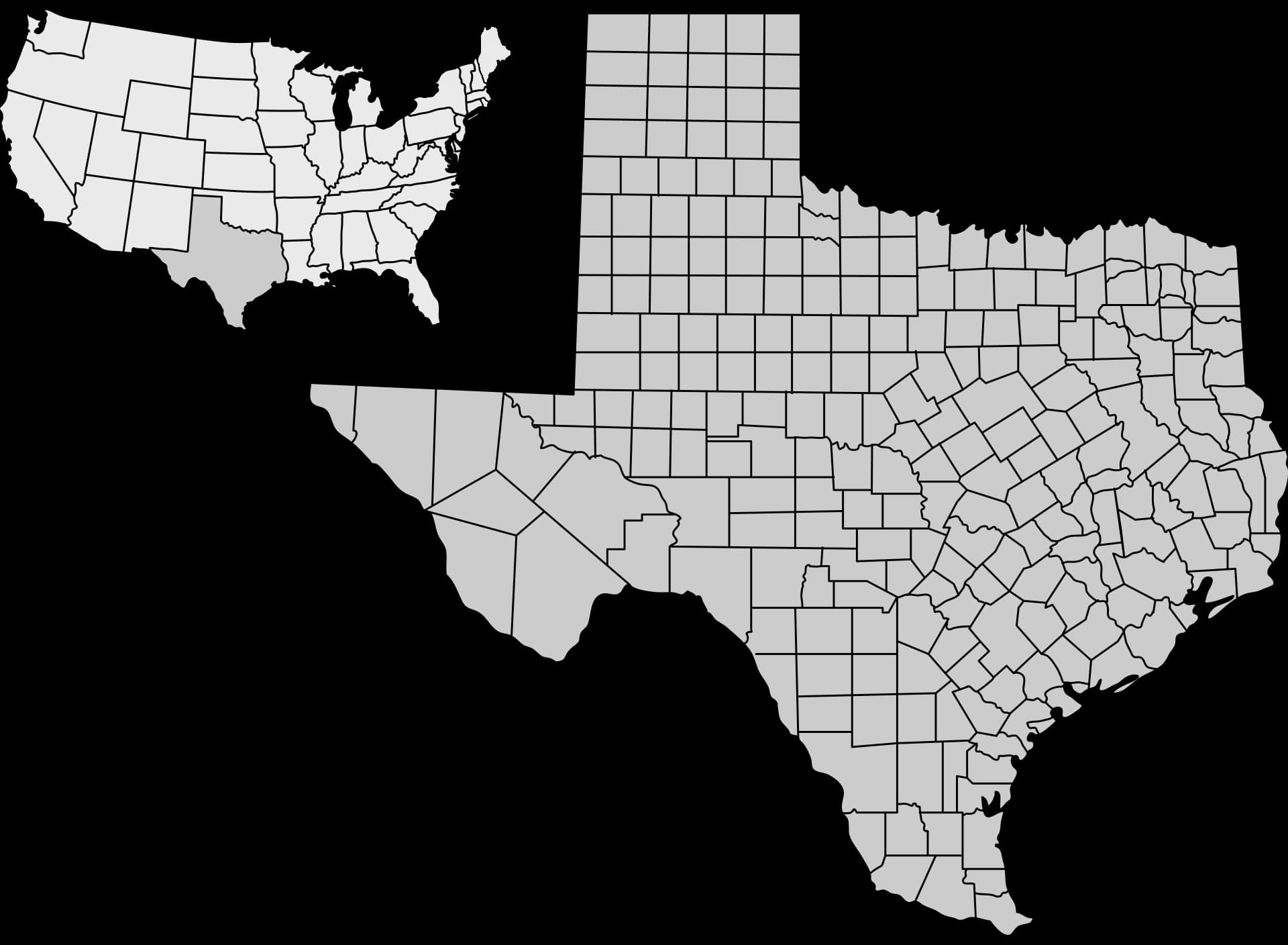 Ruff Roofing service area map covering Houston, Austin, San Antonio, and Dallas, Texas